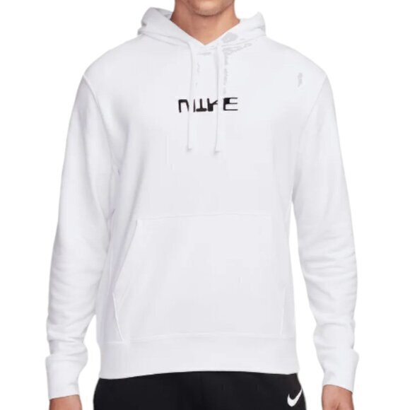 Nike Club‎ Fleece Pullover Hoodie Sweatshirt White Men's Medium NWOT FB6574-100 - Picture 1 of 16